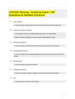 LSUHSC Nursing - Anatomy Exam 1 - Questions & Detailed Solutions