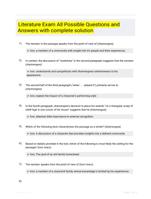 Literature Exam All Possible Questions and Answers with complete solution