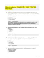 Claims Adjuster EXAM WITH 100%  VERIFIED ANSWERS
