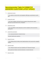 Neurotransmitter Table 24 CORRECTLY ANSWERED QUESTIONS LATEST UPDATE