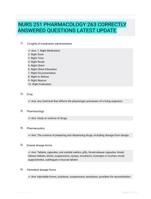 NURS 251 PHARMACOLOGY 263 CORRECTLY ANSWERED QUESTIONS LATEST UPDATE