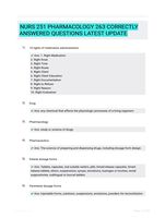 NURS 251 PHARMACOLOGY 263 CORRECTLY ANSWERED QUESTIONS LATEST UPDATE