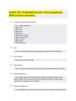 NURS 251 PHARMACOLOGY |263 Questions| With Correct Answers.