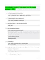 Final Exam Review Questions with Accurate Answers 2024
