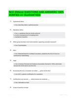 NCE (Ethics) QUESTIONS AND ANSWERS 100% VERIFIED A+ GUARANTEED