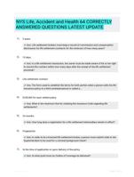 NYS Life, Accident and Health 64 CORRECTLY ANSWERED QUESTIONS LATEST UPDATE