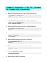 Last Minute Review QUESTIONS AND ANSWERS 100% VERIFIED A+ GUARANTEED
