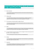 Life Insurance Final Exam Study Guide Questions with 100% Correct Answers