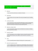 OFFICER EXAM QUESTIONS AND CORRECT  DETAILED ANSWERS