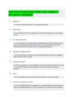 OFFICER EXAM QUESTIONS AND CORRECT  DETAILED ANSWERS