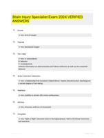 Brain Injury Specialist Exam 2024 VERIFIED ANSWERS