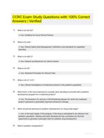 CCRC Exam Study Questions with 100% Correct Answers | Verified