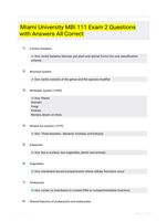 Miami University MBI 111 Exam 2 Questions with Answers All Correct