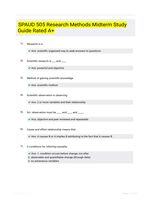 SPAUD 505 Research Methods Midterm Study Guide Rated A+