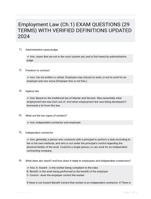Employment Law (Ch.1) EXAM QUESTIONS (29 TERMS) WITH VERIFIED DEFINITIONS UPDATED 2024