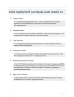 C233 Employment Law Study Guide Graded A+