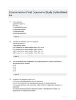 Econometrics Final Questions Study Guide Rated A+