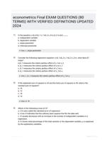econometrics Final EXAM QUESTIONS (80 TERMS) WITH VERIFIED DEFINITIONS UPDATED 2024