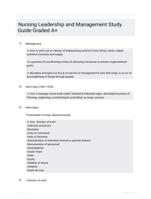 Nursing Leadership and Management Study Guide Graded A+