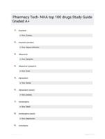 Pharmacy Tech- NHA top 100 drugs Study Guide Graded A+