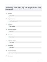 Pharmacy Tech- NHA top 100 drugs Study Guide Graded A+