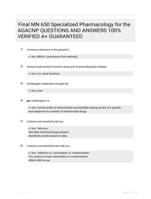 Final MN 650 Specialized Pharmacology for the AGACNP QUESTIONS AND ANSWERS 100% VERIFIED A+ GUARANTEED