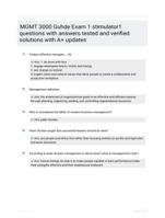 MGMT 3000 Guhde Exam 1 stimulator1 questions with answers tested and verified solutions with A+ updates