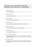 Wisconsin Permit Test QUESTIONS AND ANSWERS 100% VERIFIED A+ GUARANTEED