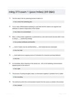 mktg 373 exam 1 (poor/miles) (69 Q&A)