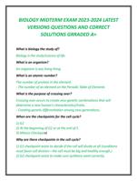 BIOLOGY MIDTERM EXAM 2023-2024 LATEST  VERSIONS QUESTIONS AND CORRECT  SOLUTIONS GRRADED A+