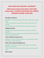 REAL EXAM CHILD WELFARE LEADERSHIP  CWEL Review Study Guide (Illinois DCFS CWEL  Study Guide) UPDATED EXAM