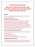 ACTUAL EXAM CHILD WELFARE  CWEL Review Study Guide (Illinois DCFS CWEL  Study Guide) UPDATED QUESTIONS AND CORRECT ANS