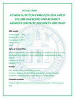 ATI NGN NUTRITION EXAM 2023-2024 LATEST  VOLUME QUESTIONS AND ACCURATE  ANSWERS COMPLETE DOCUMENT FOR STUDY