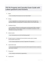 PSI PA Property and Casualty Exam Guide with Latest questions and Answers