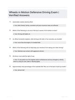 Wheels in Motion Defensive Driving Exam | Verrified Answers