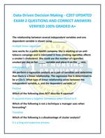 Data-Driven Decision Making - C207 UPDATED  EXAM 2 QUESTIONS AND CORRECT ANSWERS  VERIFIED 100%