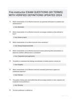 Fire instructor EXAM QUESTIONS (69 TERMS) WITH VERIFIED DEFINITIONS UPDATED 2024