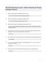 NCCER Electrical Level 1 Mod 4 Electrical Theory Already Passed