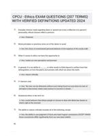 CPCU - Ethics EXAM QUESTIONS (207 TERMS) WITH VERIFIED DEFINITIONS UPDATED 2024