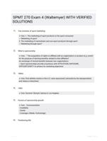 SPMT 270 Exam 4 (Waltemyer) WITH VERIFIED SOLUTIONS
