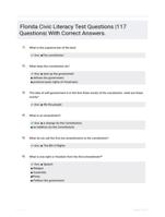 Florida Civic Literacy Test Questions |117 Questions| With Correct Answers.