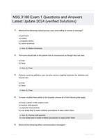 NSG 3180 Exam 1 Questions and Answers Latest Update 2024 (verified Solutions)