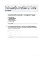 Fundamentals For Nursing Edition 9.0 Practice Questions Study Guide Questions and Correct Answers