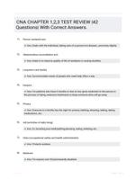 CNA CHAPTER 1,2,3 TEST REVIEW |42 Questions| With Correct Answers.