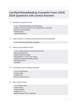 Certified Breastfeeding Counselor Exam 2024|2024 Questions with correct Answers