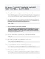 PA Notary Test QUESTIONS AND ANSWERS 100% VERIFIED A+ GUARANTEED