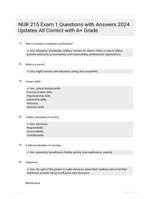 NUR 215 Exam 1 Questions with Answers 2024 Updates All Correct with A+ Grade