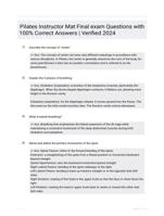 Pilates Instructor Mat Final exam Questions with 100% Correct Answers | Verified 2024