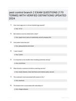 pest control branch 2 EXAM QUESTIONS (170 TERMS) WITH VERIFIED DEFINITIONS UPDATED 2024