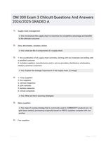 OM 300 Exam 3 Chilcutt Questions And Answers 2024/2025 GRADED A
